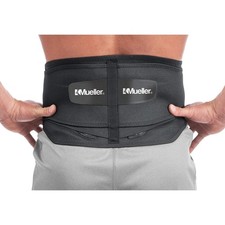Mueller Lumbar Back Brace with Removable Pad: Extended Plus Size Black 