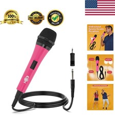 Stylish Pink Wired Microphone with Mute Function - Ideal for Karaoke and Parties