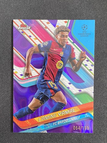 Lamine Yamal 2024-25 Topps Finest UEFA Purple Lava Refractor 064/199 #99