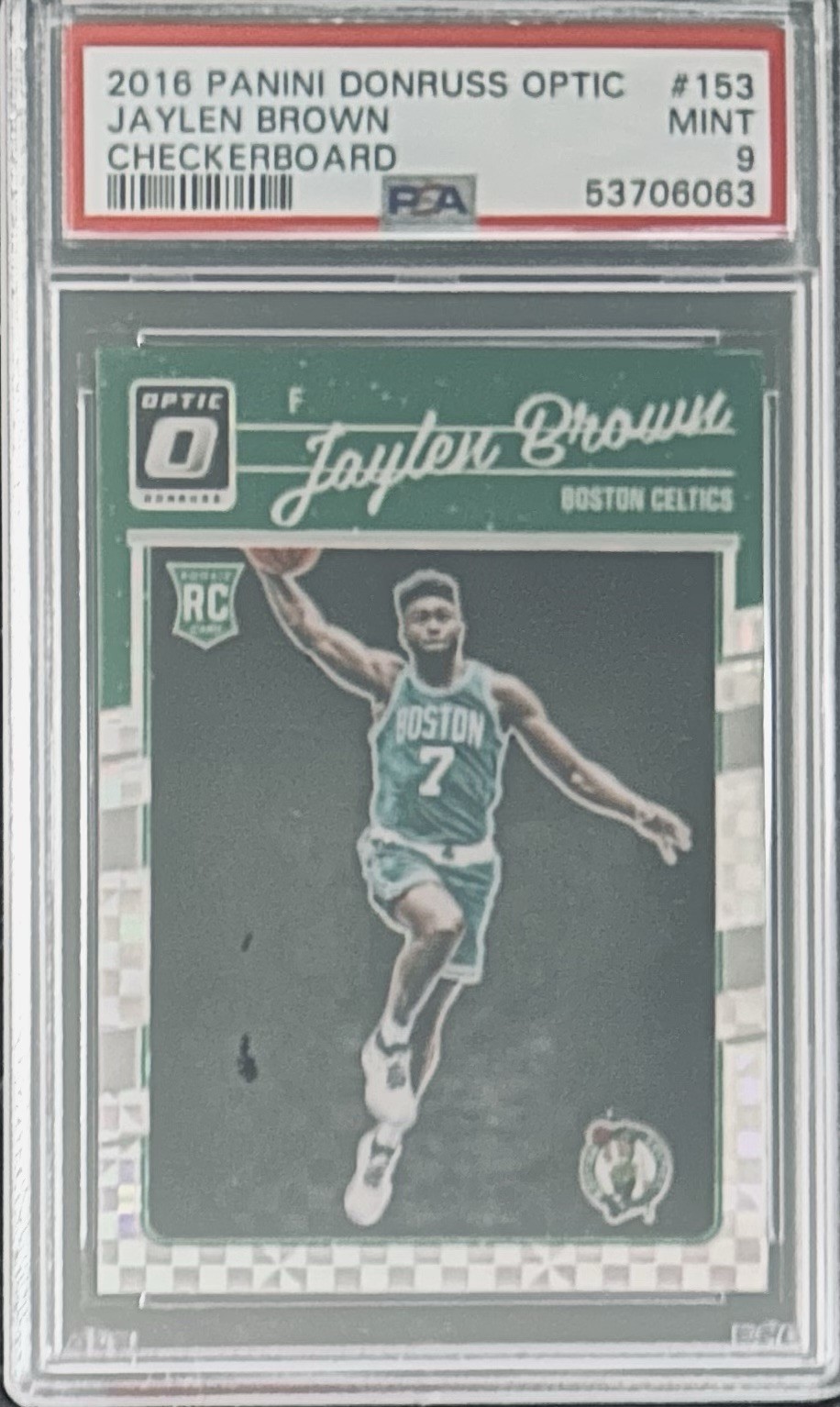 2016 Donruss Optic Rookie Checkerboard JAYLEN BROWN PSA 9 RC Boston Celtics SSP