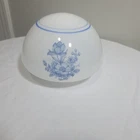 Vintage MILK GLASS CEILING DOME LIGHT LAMP FAN SHADE GLOBE Blue Floral 3” Fitter