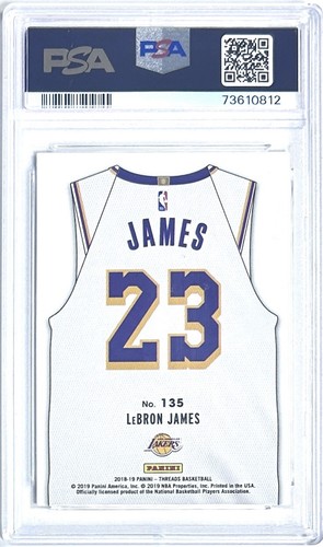 2018-19 Threads LeBron James White Jersey PSA 9 Dazzle Refractor SP #135 Rare - Afbeelding 8 van 12