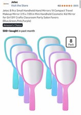 8 Pcs Small Handheld Hand Mirrors 1X Compact Travel Makeup Mirror 3.15 x 7.09...