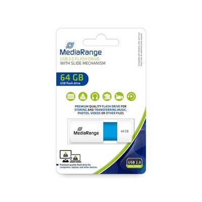 MediaRange MR974 Ick 64Gb Mr974 USB Flash Drive Type-A 2.0 Blue, White ~E~