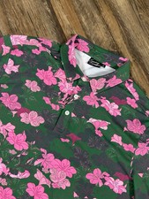 Sunday Swagger Golf Polo Shirt Mens XL Hibiscus Floral Print Performance Stretch