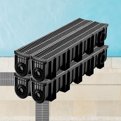 Uimoso Driveway Trench Drain Channel Trench Kit Plastic Grate 5.8x7.5'' 4-Pack