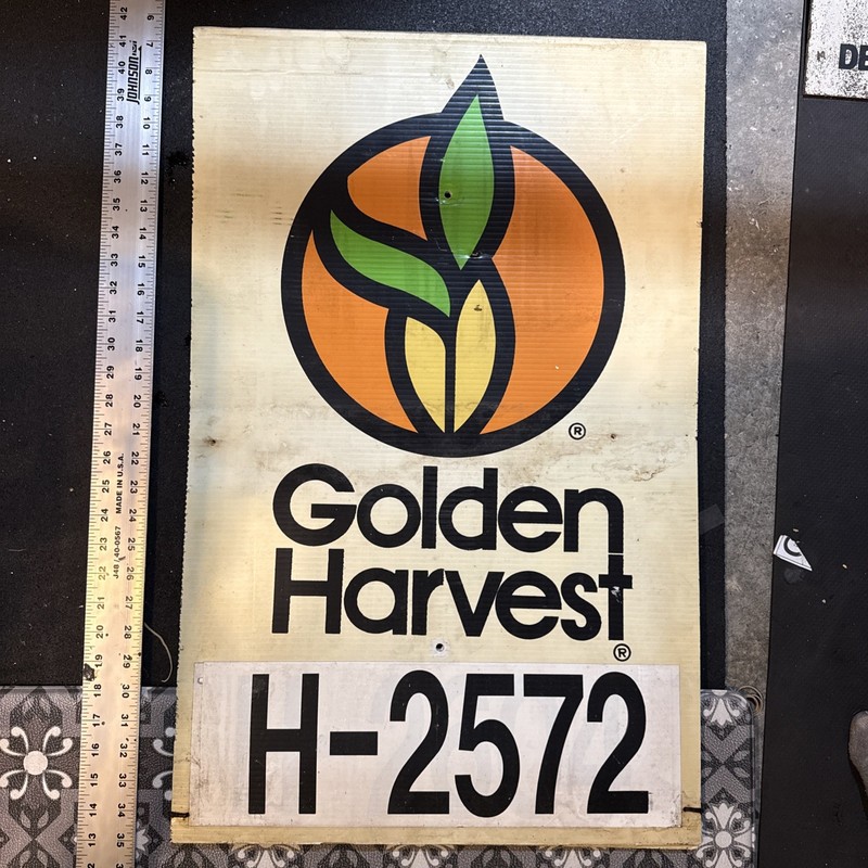 VINTAGE GARDEN HARVEST SEED CORN POLY SIGN FARM FIELD ADVERTISING - Double Sided