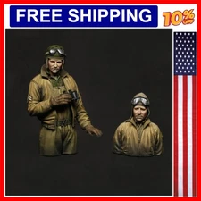 1/16 Scale Die-Cast Resin Figure Model Kit WWII US Tank Crew Half-body 2 Figu...