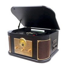 All-in-One Vinyl Record Player with Bluetooth, CD, Cassette Tape, AM/FM Radio...