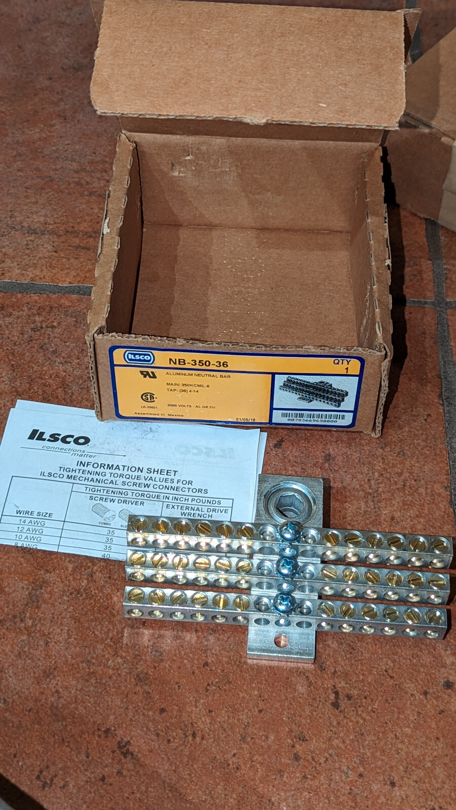 (1) Ilsco NB35036 Aluminum Grounding / Neutral Bar NIB eBay