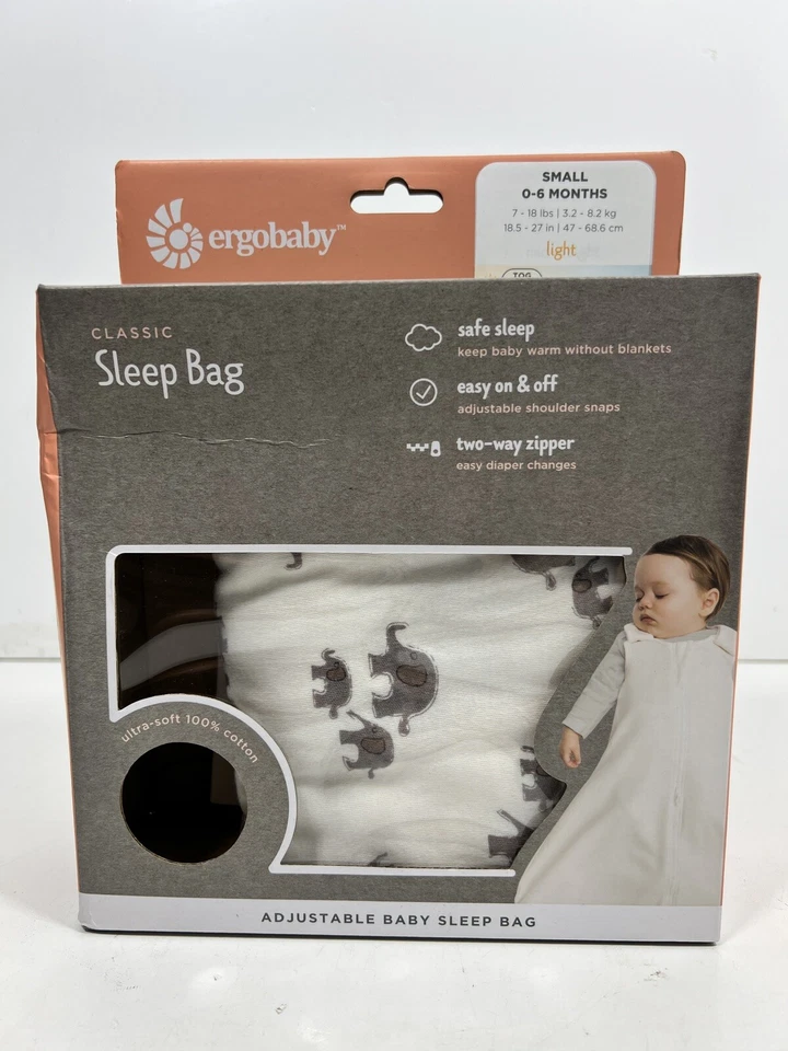 Ergobaby Saco de Dormir, Elefante, Pequeño (0-6 Meses) NUEVO EN PAQUETE Foto 3 de 4