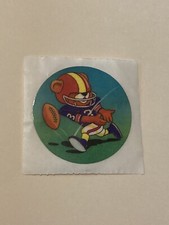 Teddy Bear Football 80  s Round Sticker Vintage Sports