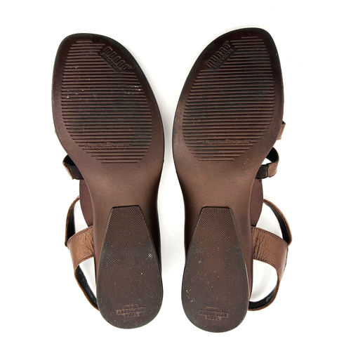 Womens 7 SS Narrow Munro American Brown Bronze Leather Strappy Slingback Sandals - Picture 3 of 11