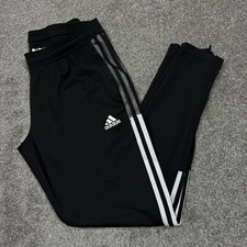 Adidas Pants Women Medium Black Track Wind Logo Gym Work Out Stripes Active
