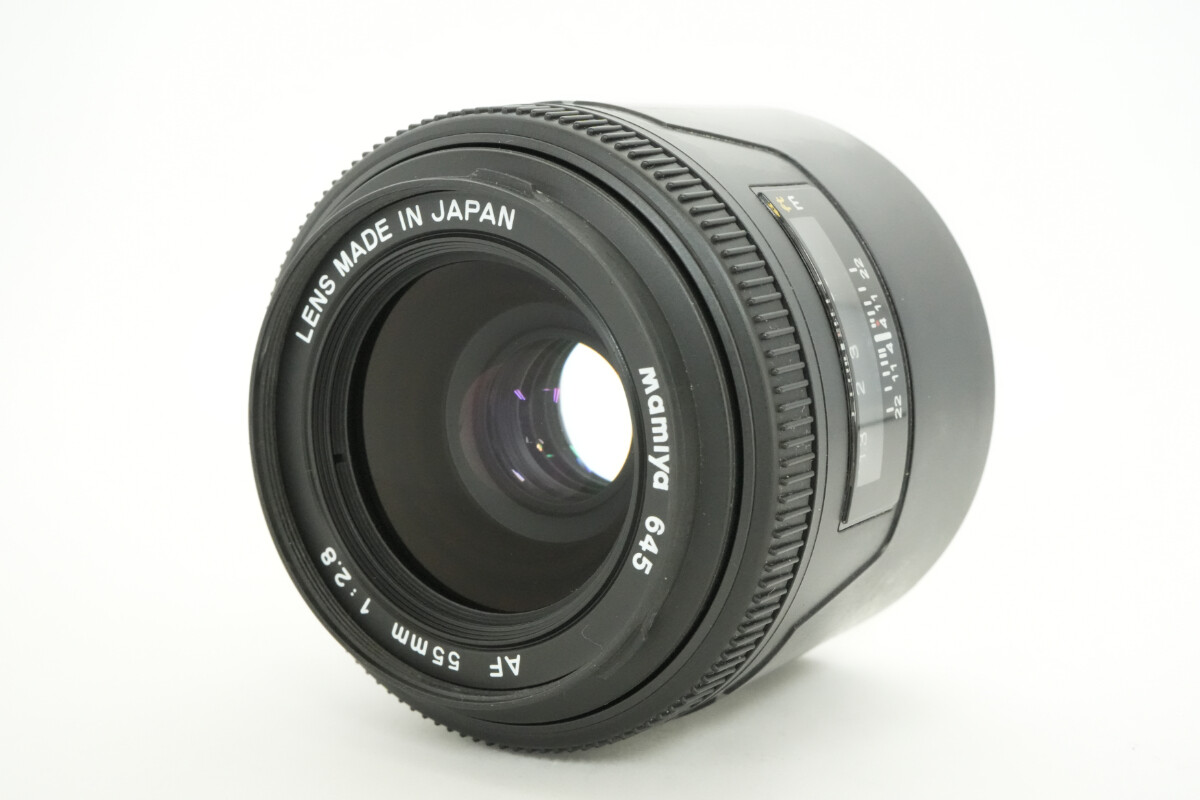 マミヤ　Mamiya 645 AF 55mm F2.8 Exc+5 w/ Hood] Mamiya 645 AF 55mm f2.8 Wide Angle AF Lens