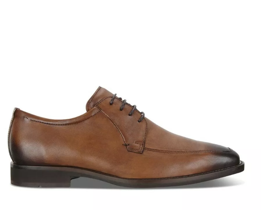ECCO Men s Calcan Apron Toe Tie Oxford Amber Brown Shoe EU 45 Size