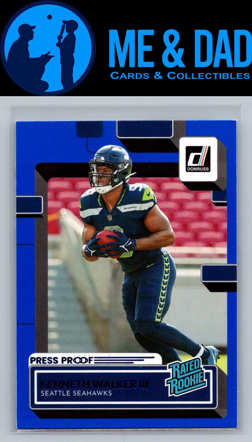 2022 Donruss #318 Kenneth Walker III Blue Press Proof