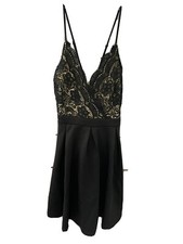 Francescas Black Dress Adjust Straps Zip Entry Heavy Material NWT Junior's L