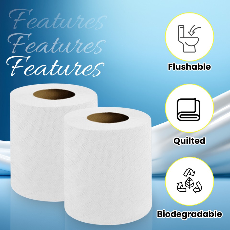 36 Toilet Rolls 2ply Quilted Embossed Luxury White Toilet Tissue Soft