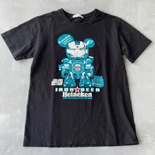 T & K Shirt Mens Large (medium) Black heineken Iron Beer Graphic Retro