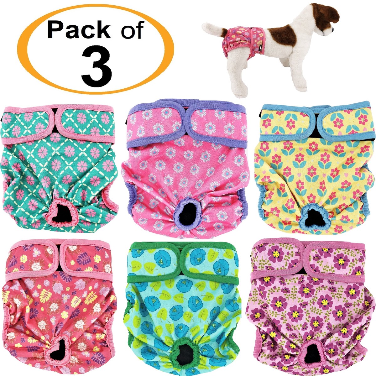 PACK -3pcs Female Dog Diapers Cat LEAK PROOF Waterproof Washable Small  Large Pet