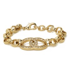 Men & Women 18ct Gold 8mm Multi Charm Belcher Bracelet Jeweler GF