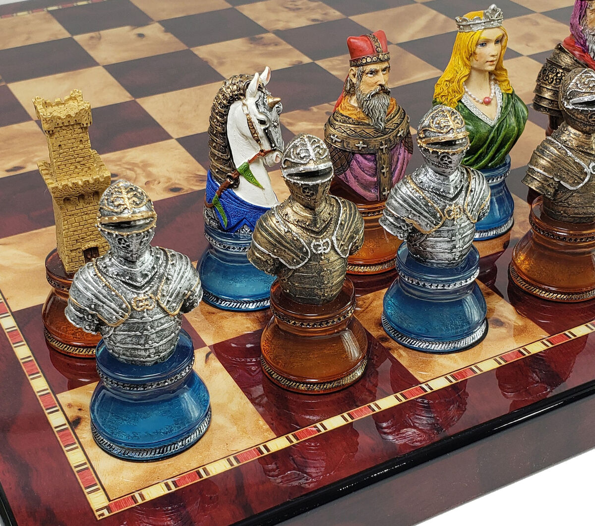 4-WAY Chess Set 4-player Chess Board Games Medieval Chess Set With