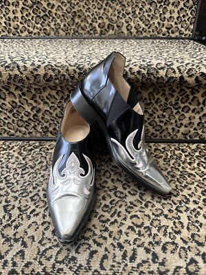 Paco Rabanne Black, Silver Pink Leather Cowboy Ankle Chelsea