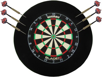 Winmau Blade 6 Triple Core PDC Carbon Darts Board + Surround Schwarz + 6 Pfeile