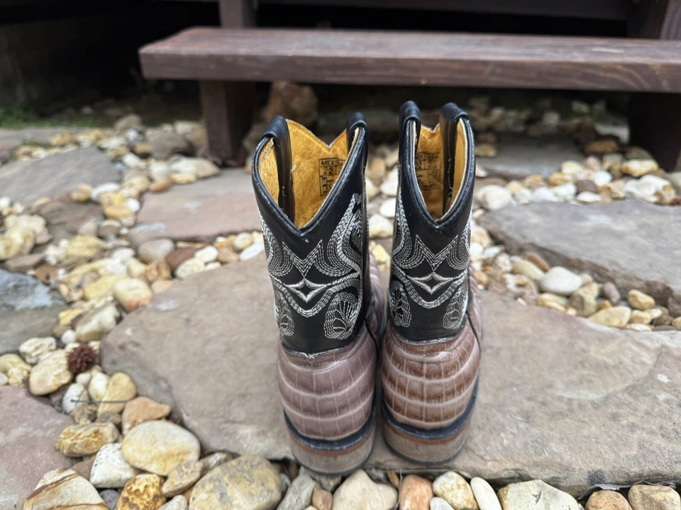 Botas Vaqueras Occidentales de Cuero Hechas en México EE. UU./Niños Talla 3 Foto 4 de 4
