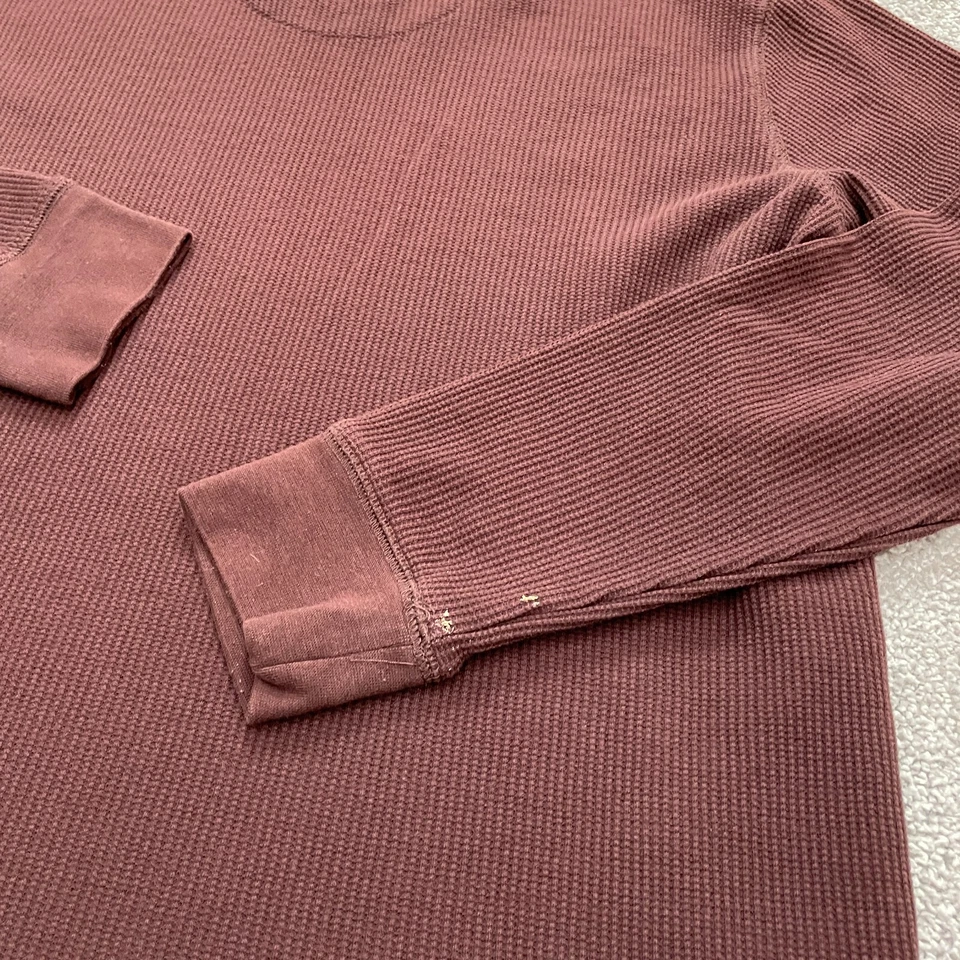 Cactus Waffle Knit Shirt Mens Large Dark Brown Crew Neck Long Sleeve Casual Top - Image 4 of 4