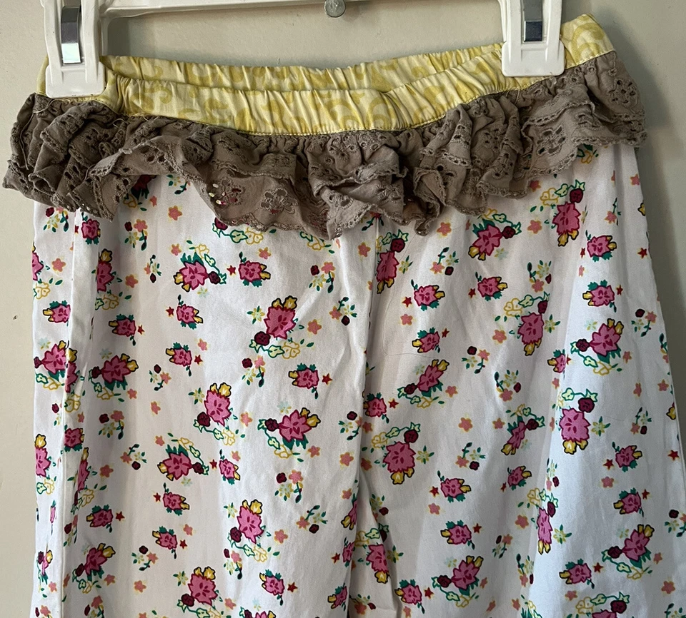 Mostaza Pie-talla 8-PIXIE-pantalones-bohemio-bolsillos-flor Power-ancho-fondo de campana Foto 2 de 3