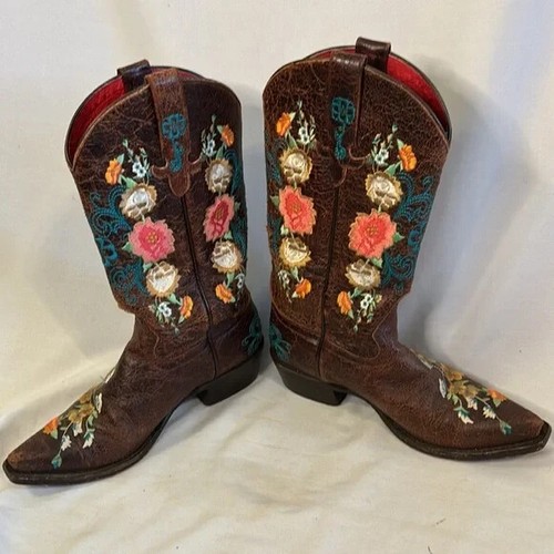 Macie Bean Western Boots Cowboy Never Promised You a Rose Garden Size 7.5 Floral - Picture 3 of 8