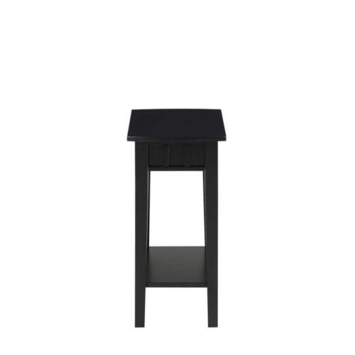 Convenience Concepts End Table 24"x12" Slightly Curved Edges Wood Black w/ Shelf - Picture 3 of 5
