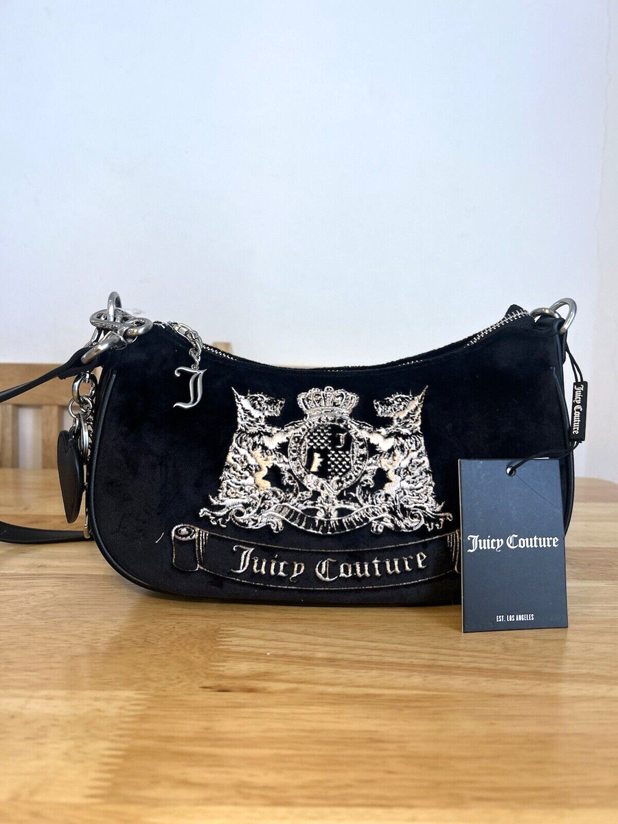 Juicy Couture Black Twig Scottie Dog Velvet Hobo Bag Y2K - BNWT