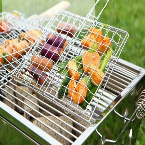 Grill Basket Non Stick Folding Meat BBQ Fish Grilling Steak Meat Holder Tool - Picture 7 of 7