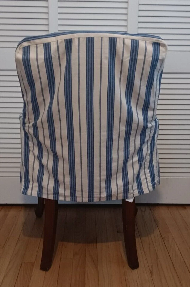 Armchair Slipcover Linen Pottery Barn Oxford Stripe Napa Farmhouse NEW Rare Find - Image 3 of 4