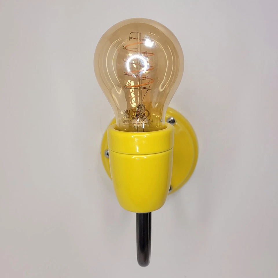 Applique Murale Porcelaine jaune et tube col de cygne en métal verni - Photo 2/4