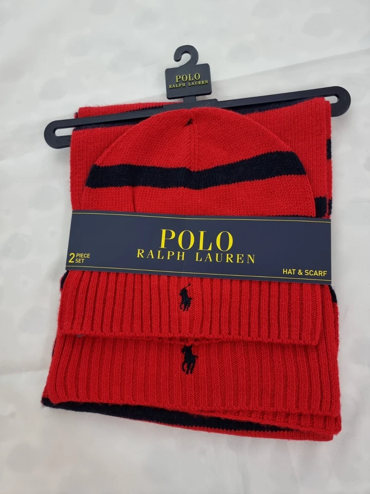 Polo Ralph Lauren Men's Jacquard Big Pony Hat Beanie Scarf Gift Set Color Red OS - Image 2 of 4