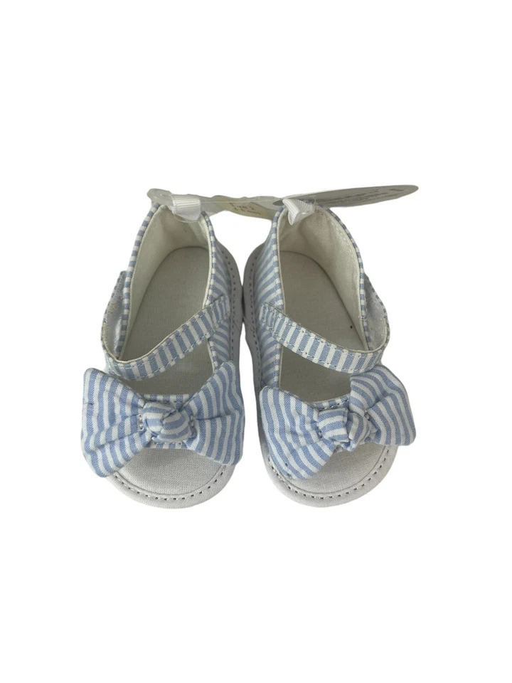 PRIMERAS IMPRESIONES Sandalia Seersucker Bebé Niña 100% Algodón Lavable Nueva con Etiquetas $30 Foto 3 de 4