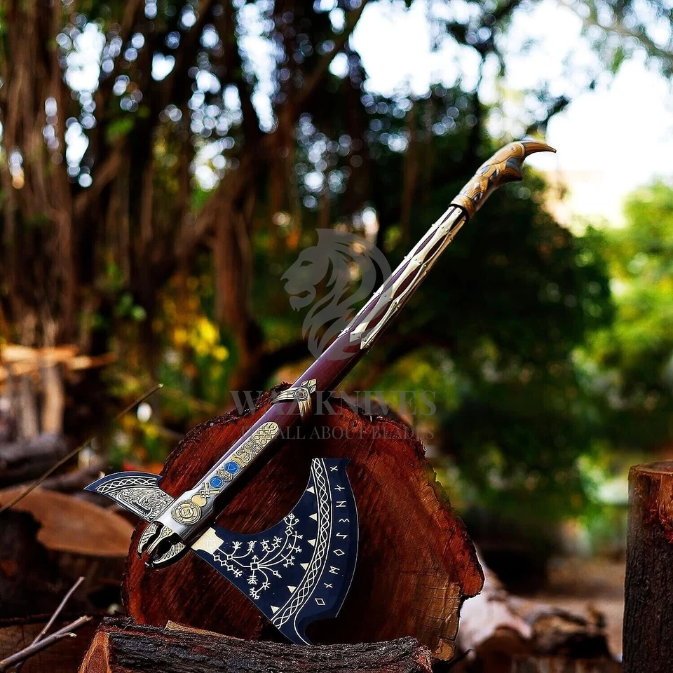 Handmade Kratos Axe Leviathan Axe from God Of War Fully Upgraded level 7 Axe - Image 3 of 4