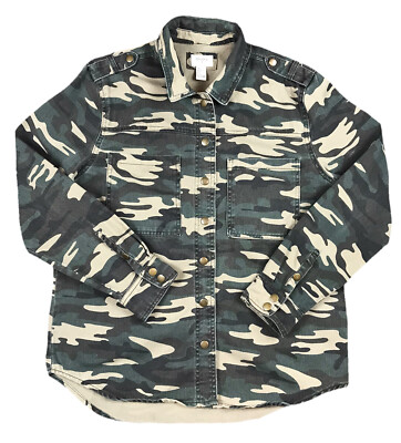 Forever 21 Women’s Button Down Military Camo Jacket Size Large