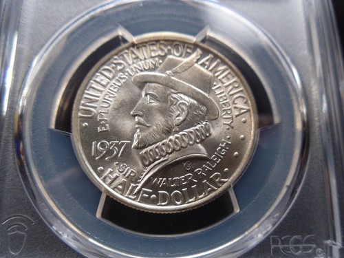 1937 MS66 Roanoke Silver Commemorative PCGS Certified Gem - White/Light Gold - Picture 4 of 8