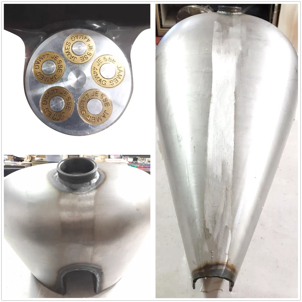 Tanque de gasolina de combustible estirado personalizado de 3,5 galones West Coast con tapa para Harley Chopper Foto 3 de 4