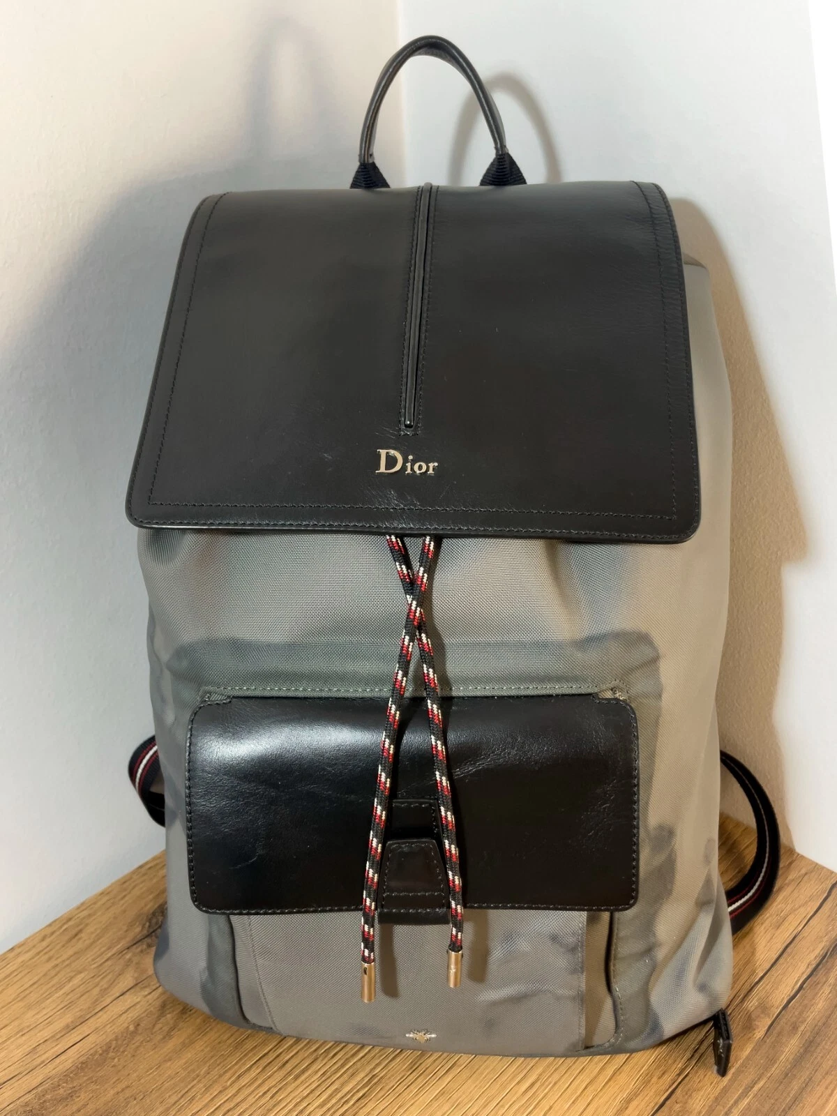 RARE! Auth Dior Homme CHRISTIAN DIOR Backpack by Kris (Nylon and Leather)