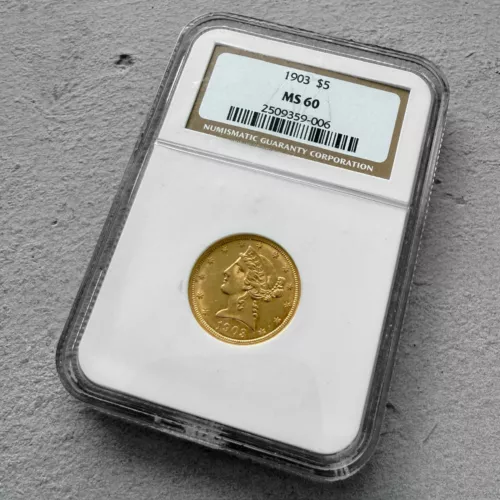 1903 United States $5 Half Eagle Gold Coin NGC MS 60