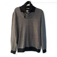 Zara Men's Shawl-Collar Sweater in Gray and Navy Blue Mens Medium