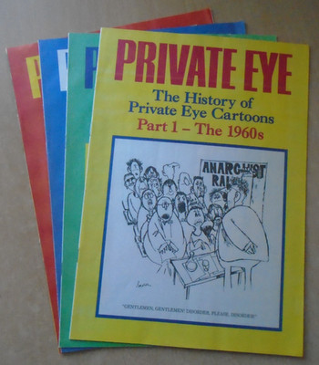 The History of Private Eye Cartoons 1960s to 1990s. Set of four magazines.