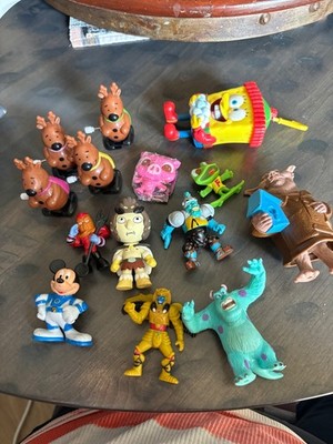 Mixed Lot of Small Action Figure Toys - SpongeBob Mickey Monster Inc etc