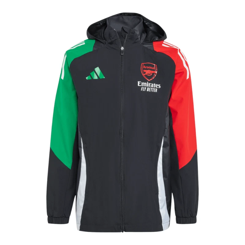 Adidas Mens Arsenal Jacket Windbreaker Black Coat Shell Layer AFC EU Football